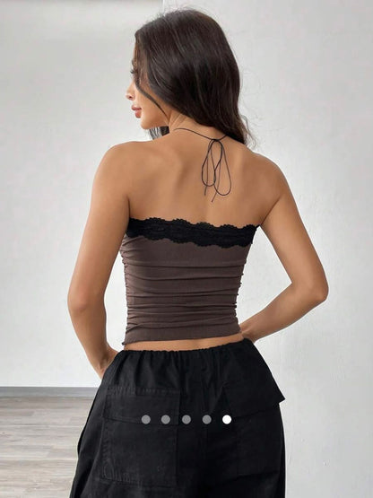 Lace Tube Top // Brown