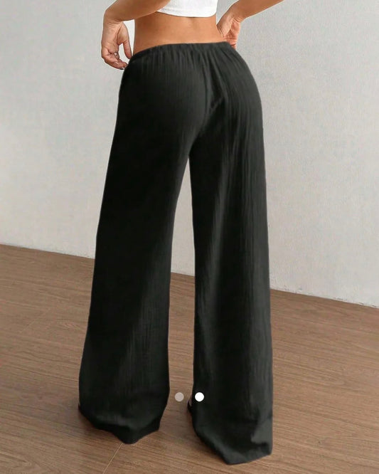 Drawstring Straight Leg Pants // Black