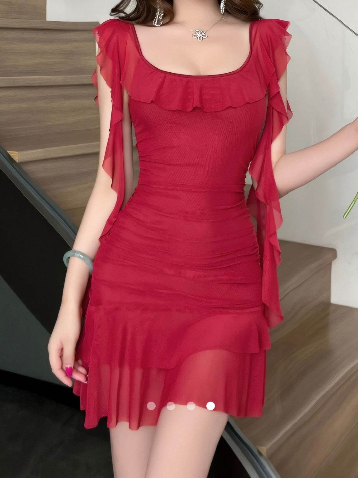 Ruffle Mini Dress // Red