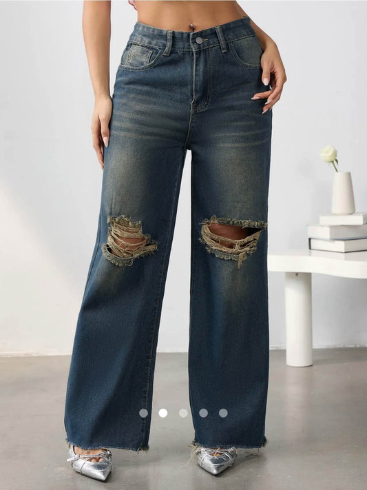 Mid Rise Straight Leg Jeans 003 // Dark Blue