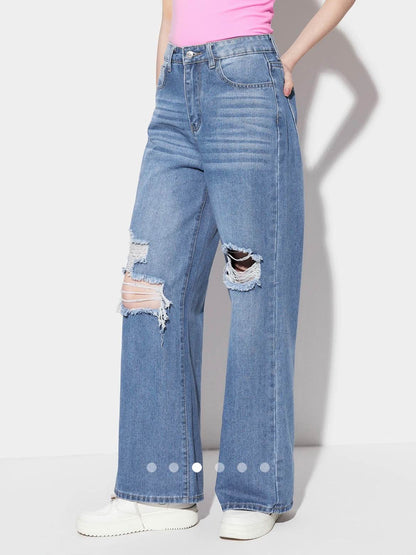 High Waist Straight Leg Jeans 002 // Light Blue