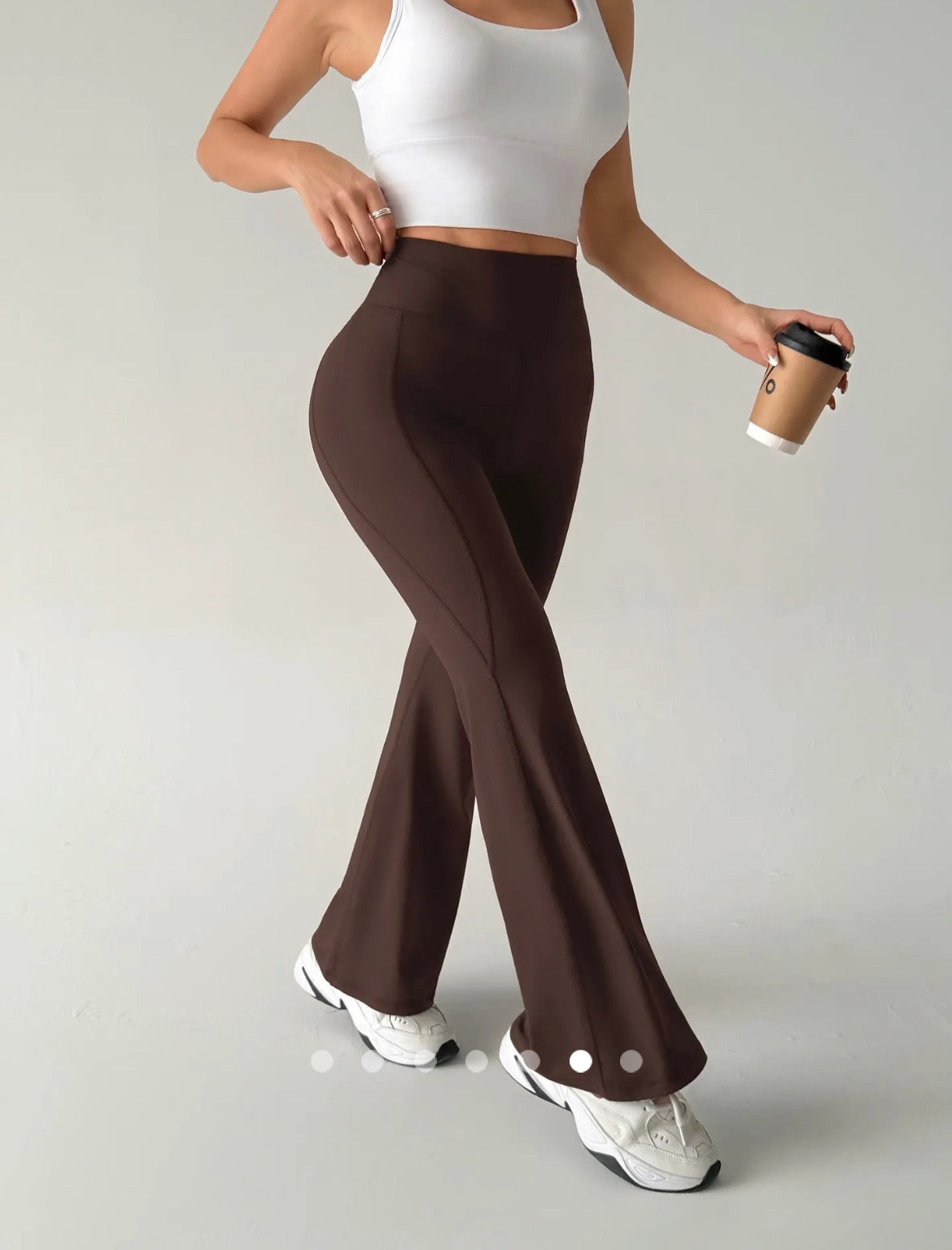 Flared Sport Leggings // Brown