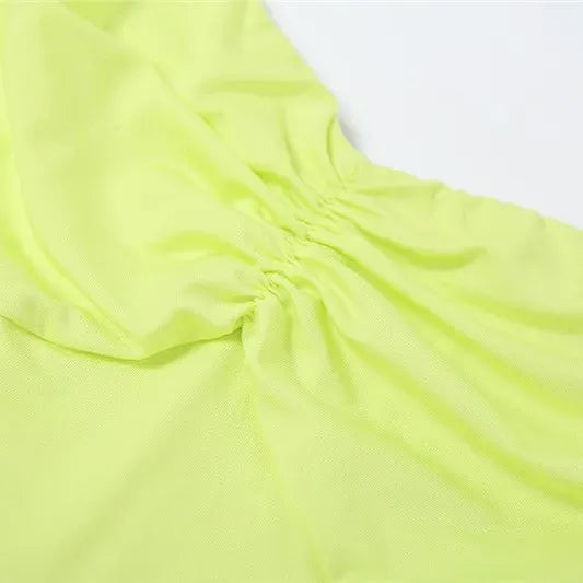 Ruched Maxi Dress // Neon