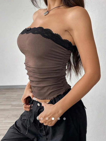 Lace Tube Top // Brown