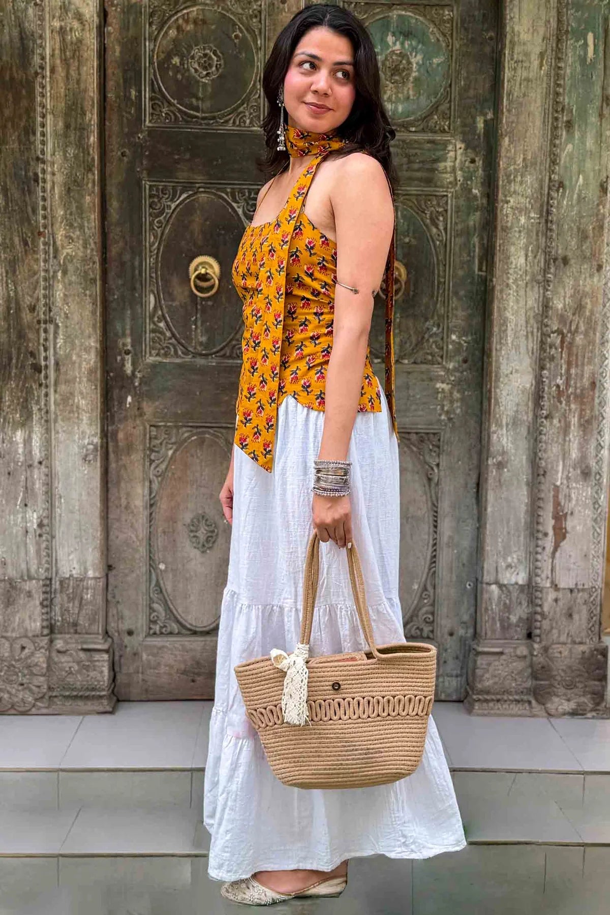 Munni Backless Cotton Top // Yellow
