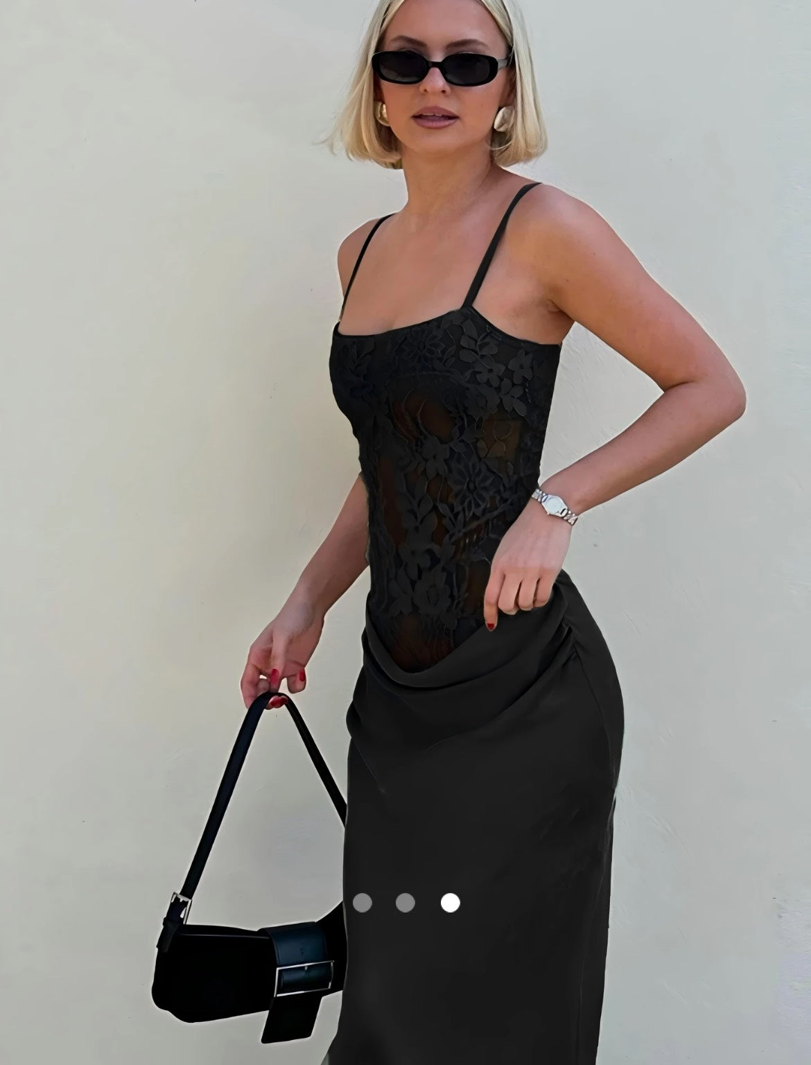 Lace Trimmed Dress // Black