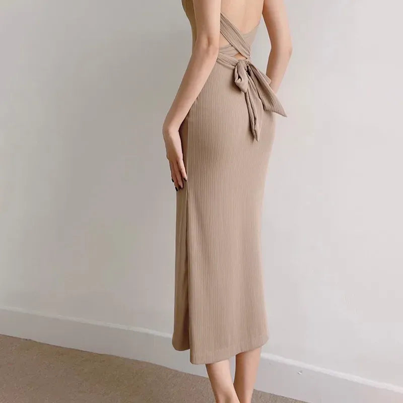 Textured Maxi Dress // Light Brown