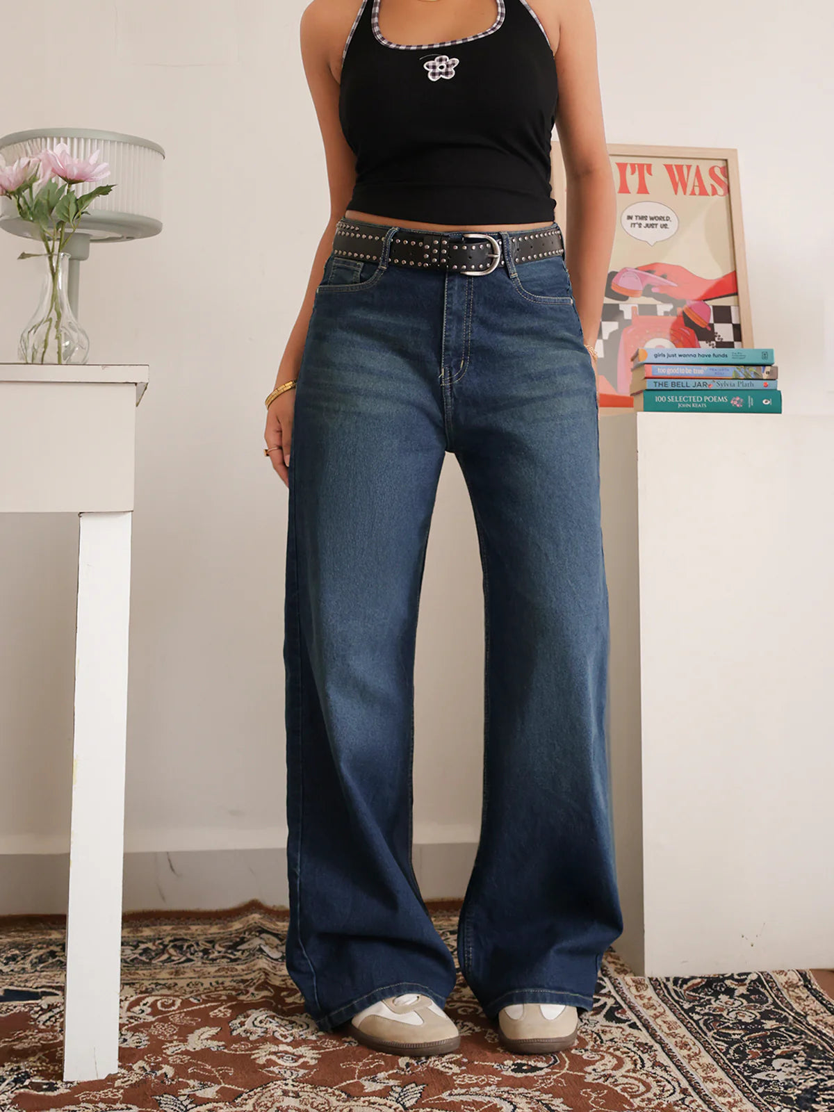 Celestial Blue // Luxe Tinted Stretchable Wide Leg Jeans
