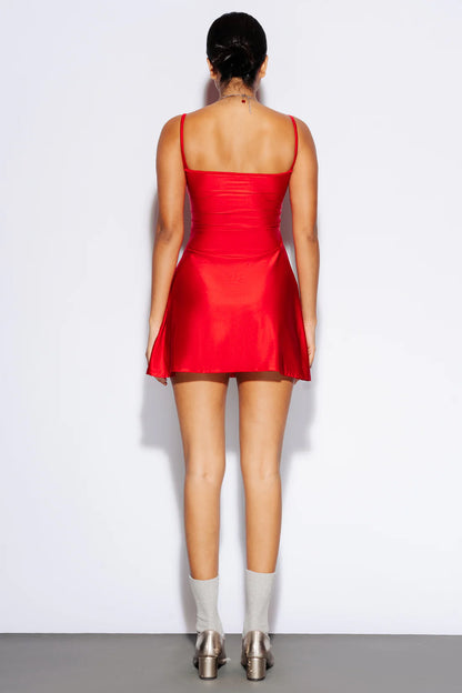 FREAKINS Goody Satin Dress // Red