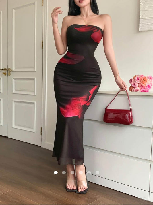 Printed Tube Dress // Black