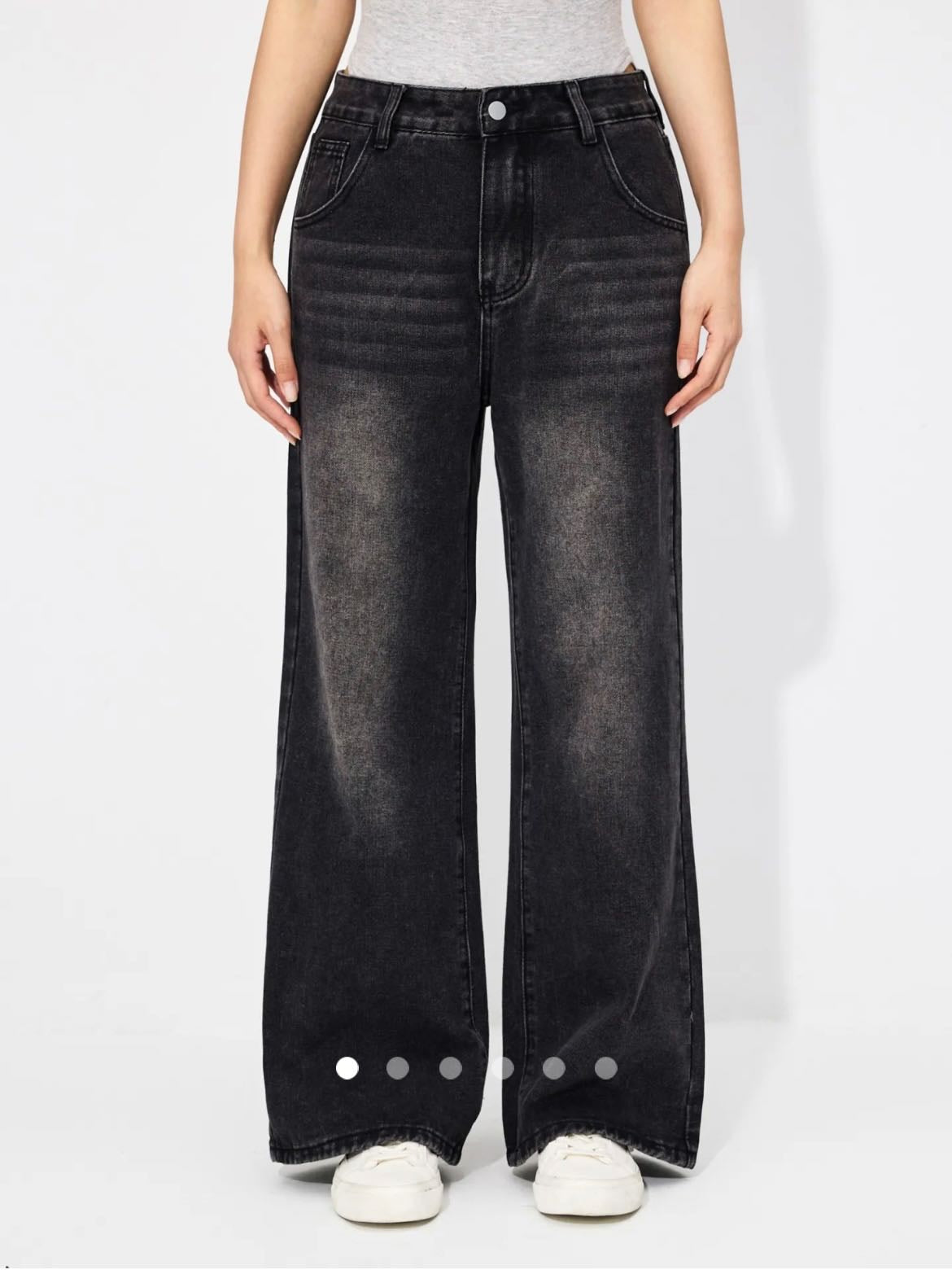High Waist Wide Leg Jeans // Black