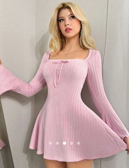 Bow A-line Dress // Pink