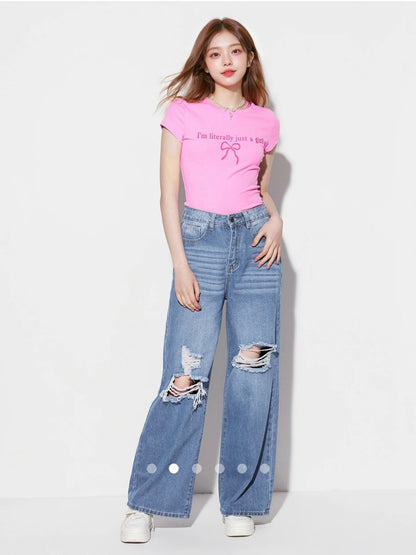 High Waist Straight Leg Jeans 002 // Light Blue