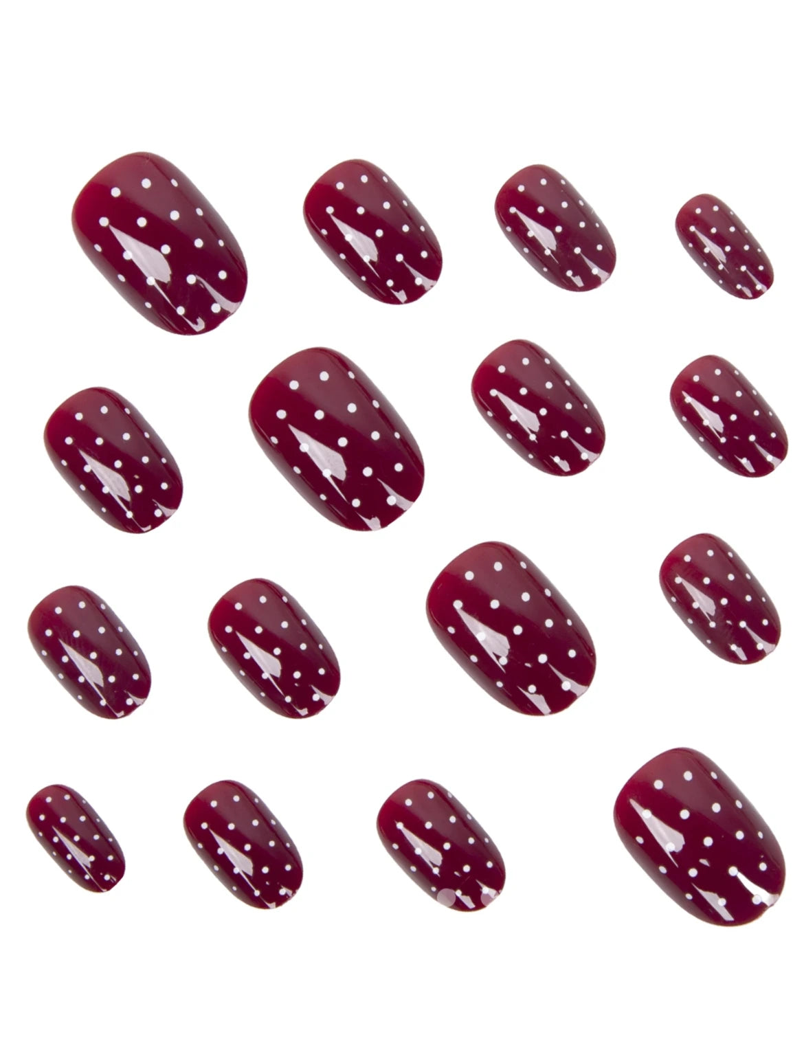 Polka Dot Artificial Nails // Burgundy