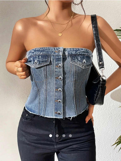 Denim Tube Top // Blue