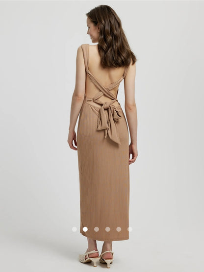 Textured Maxi Dress // Light Brown