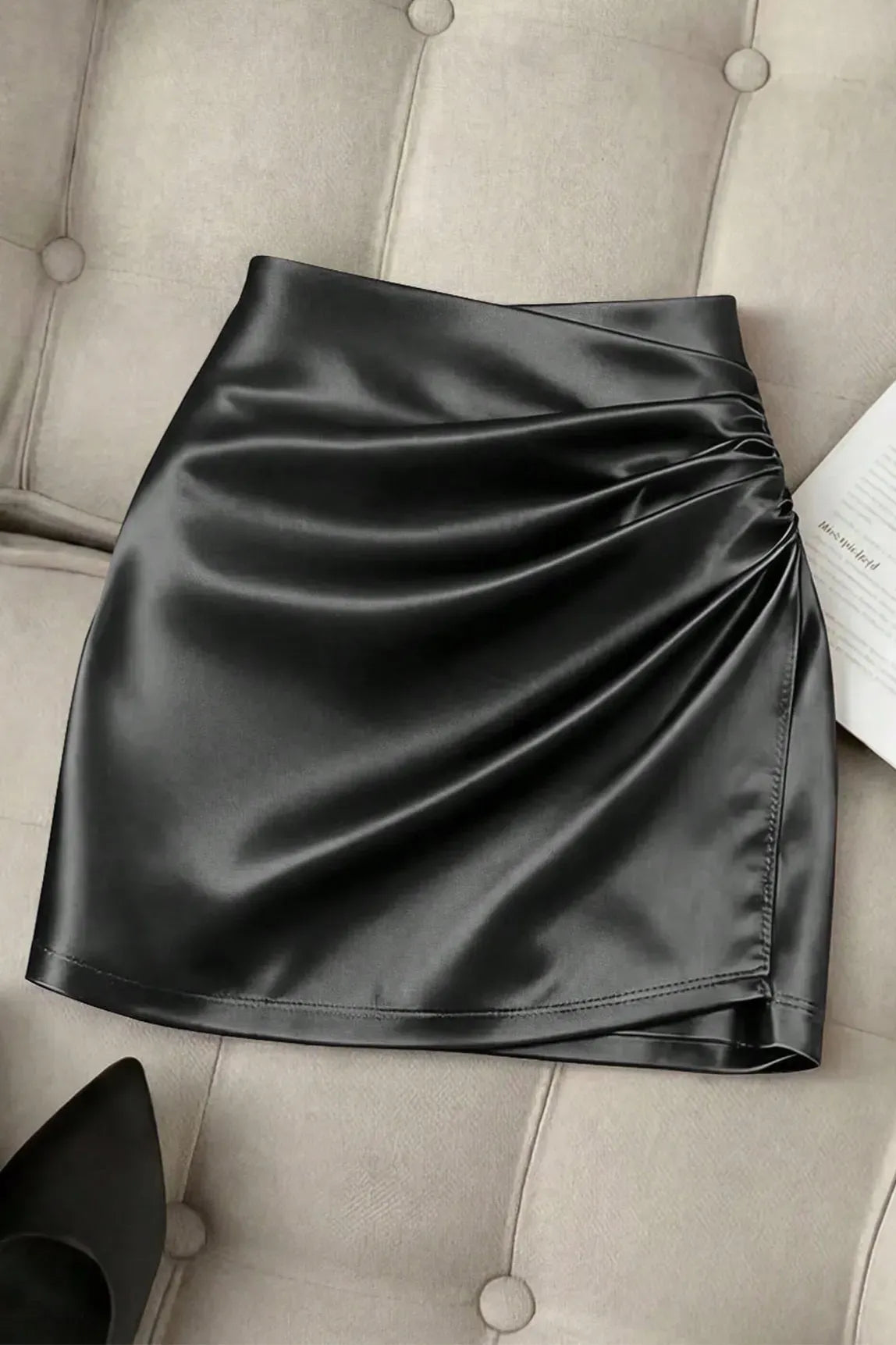 NEWME Ruched Mini Skirt // Black