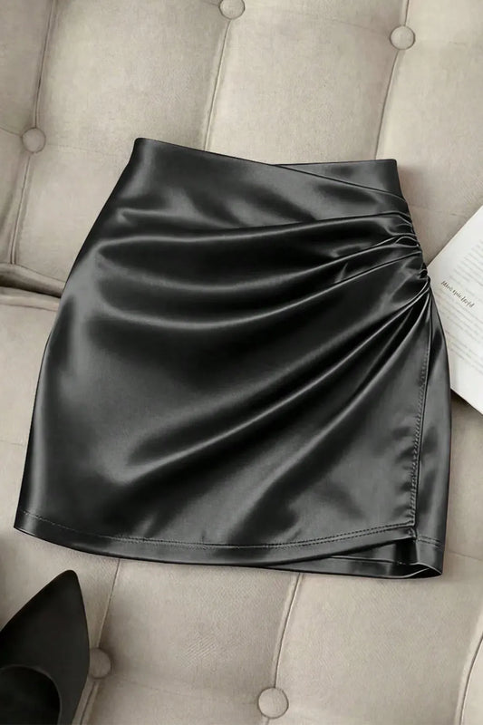 NEWME Ruched Mini Skirt // Black