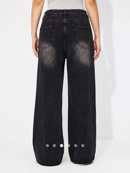 High Waist Wide Leg Jeans // Black