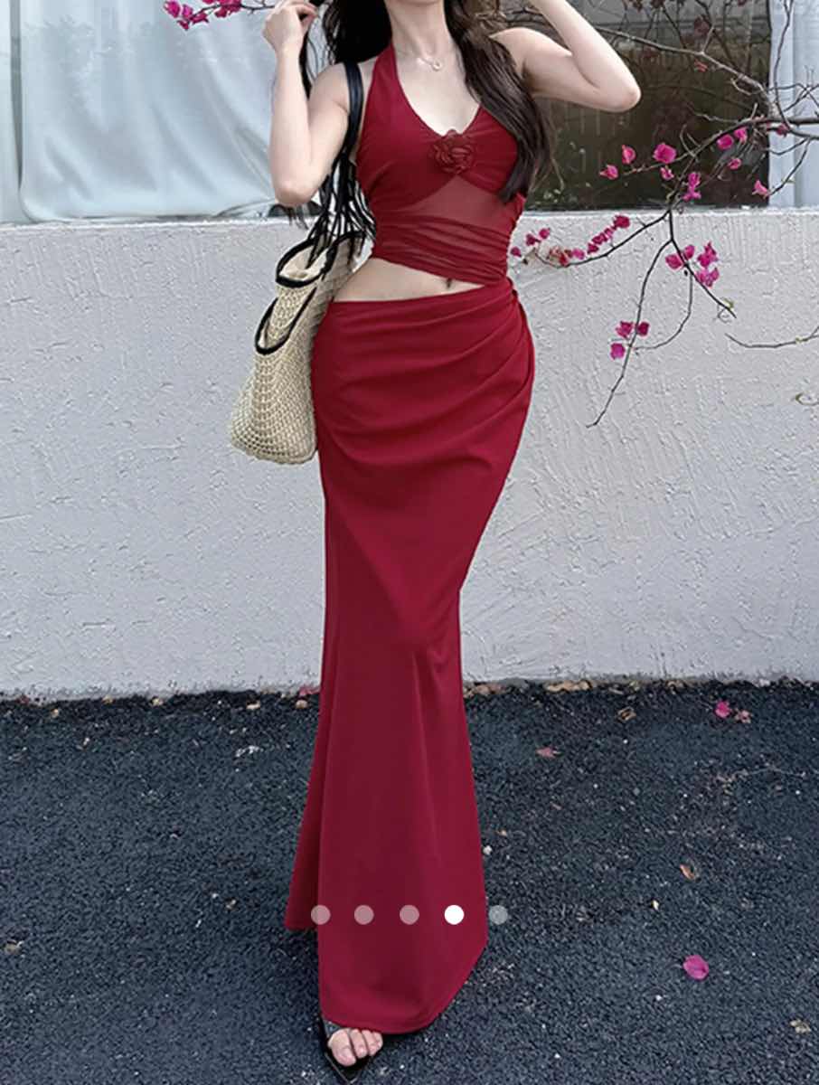 Sheer Bodycon Dress // Burgundy
