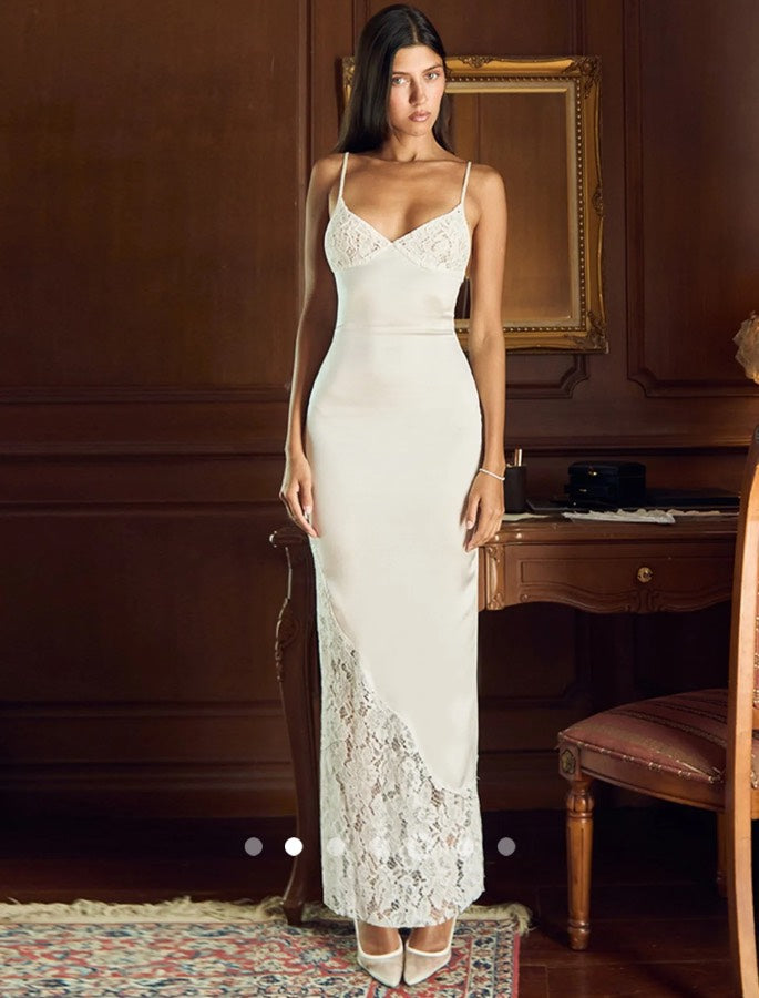 Asymmetric Slip Dress // White