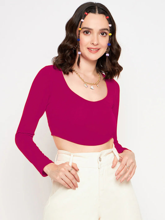 Cotton Stretchable Corset Crop Top // Pink