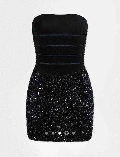 Sequinned Tube Dress // Black