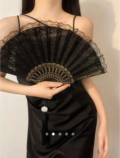 Fringe Hand Fan // Black