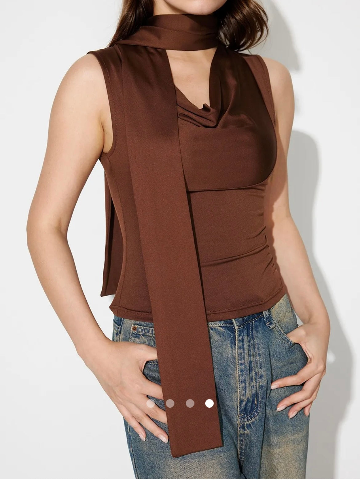 Cowl Neck Top // Brown