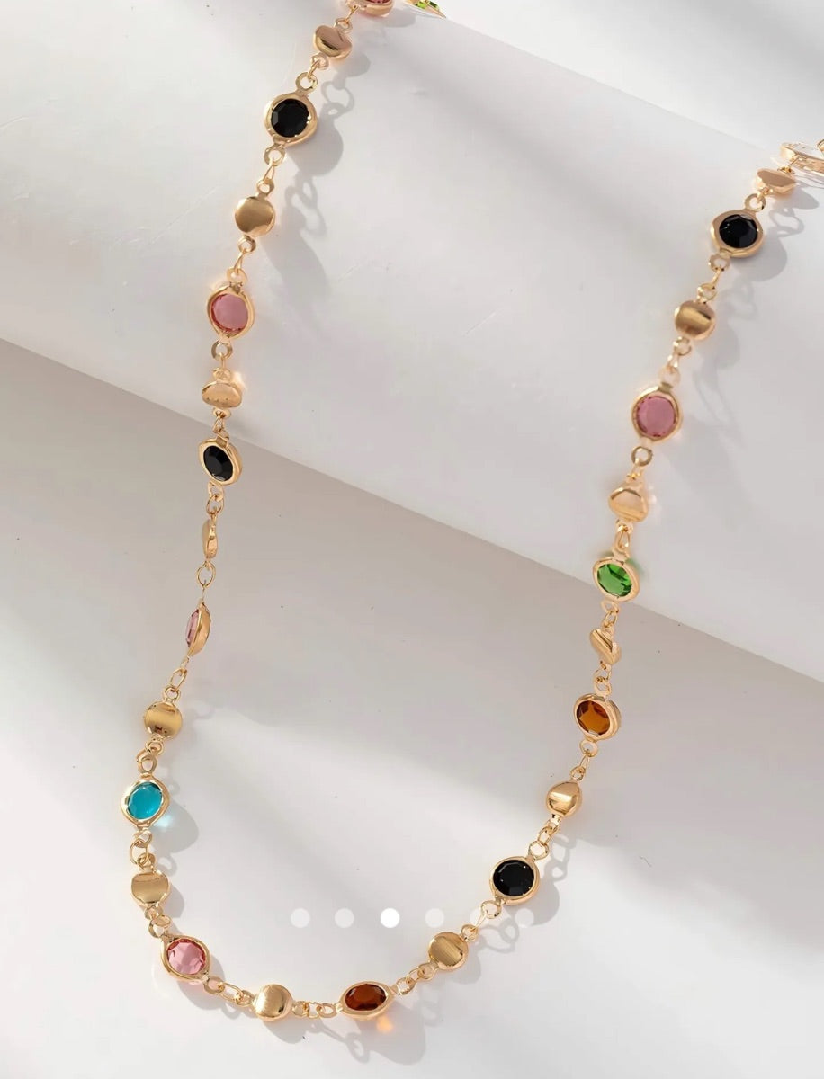Rhinestone Necklace 020 // Gold
