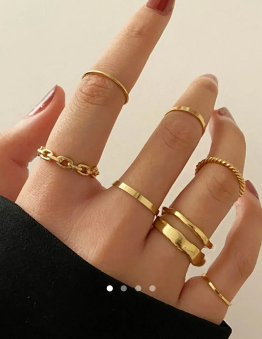 Geometric Ring Set 018 // Gold