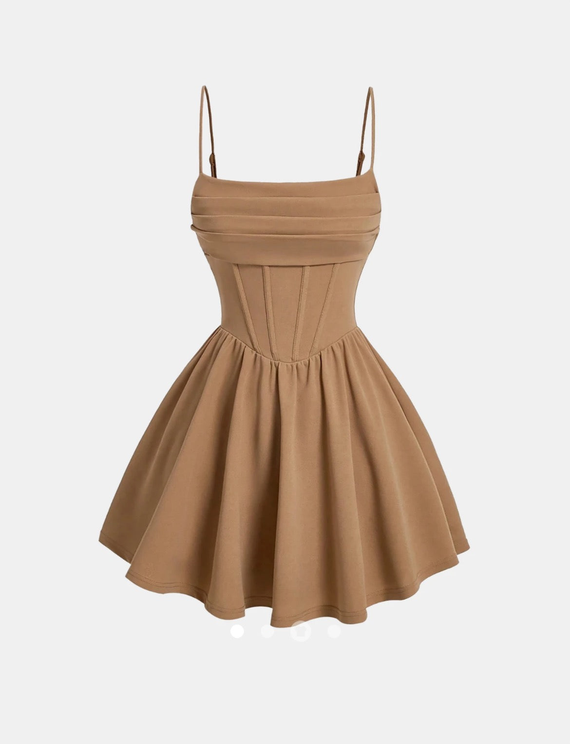Gathered A-line Dress // Camel