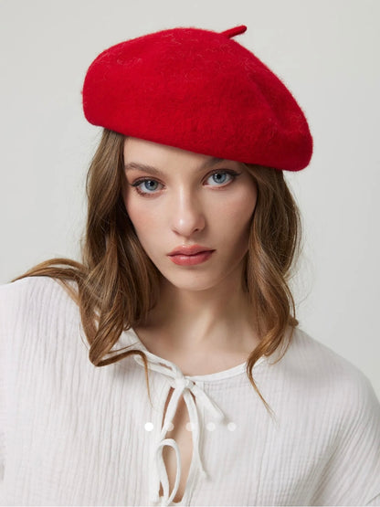 Solid Beret Hat // Red