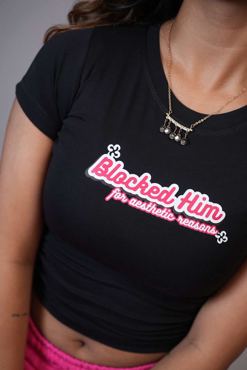 Blocked Him Baby Tee // Black