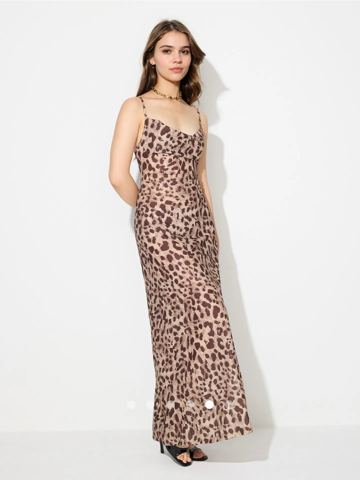 Cowl Neck Maxi Dress // Leopard Print