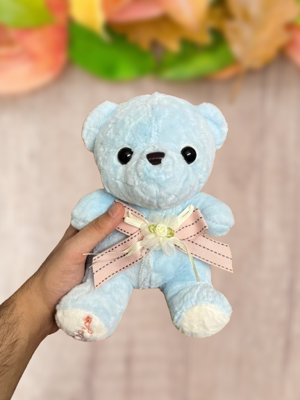 Happy Teddy Soft Toy // Baby Blue