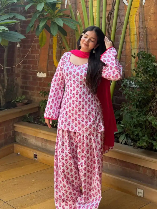 Gulabi Adah // 3pc Farshi Set (100% Cotton)