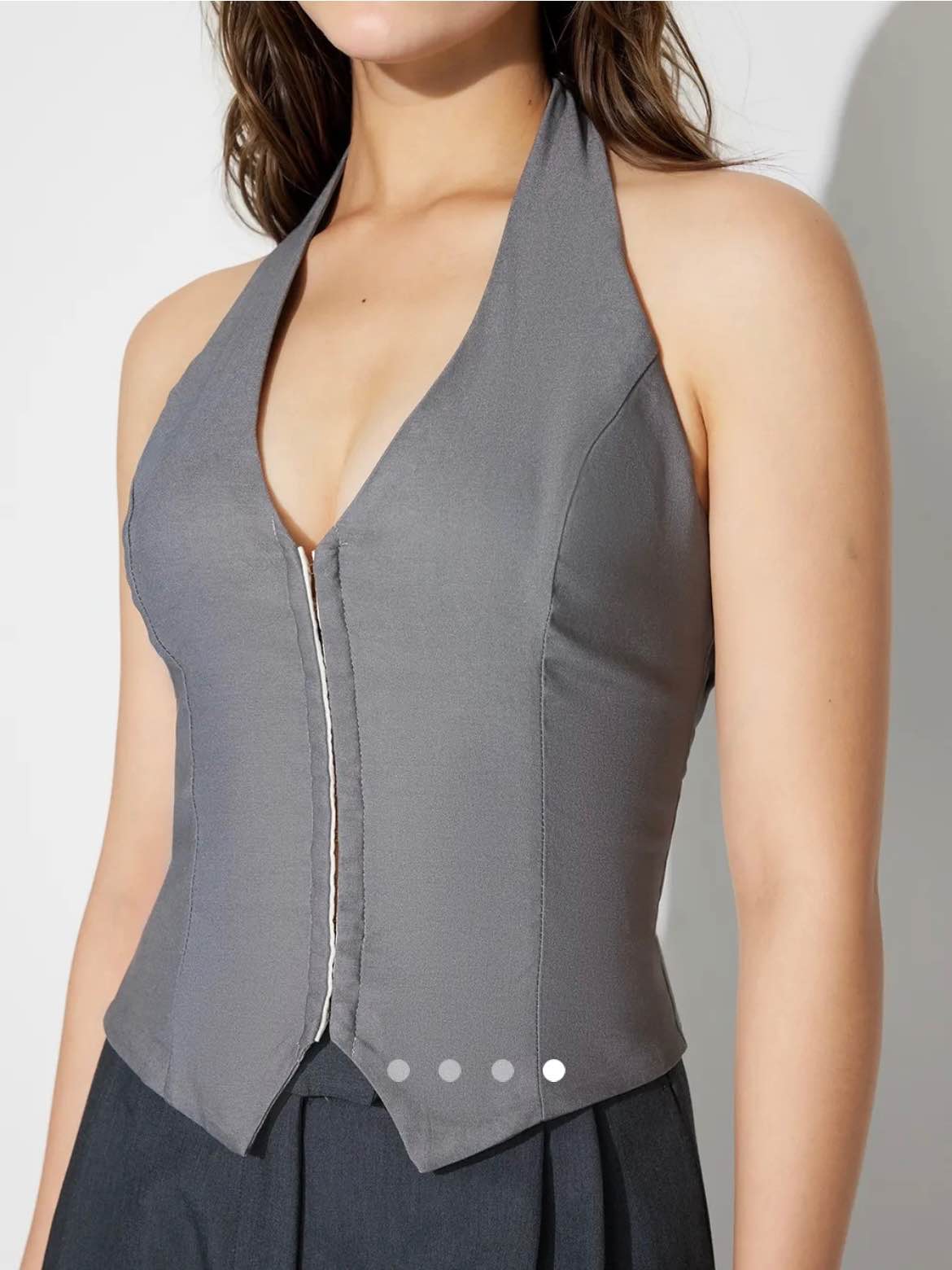 Buckle Halter Neck Top // Grey