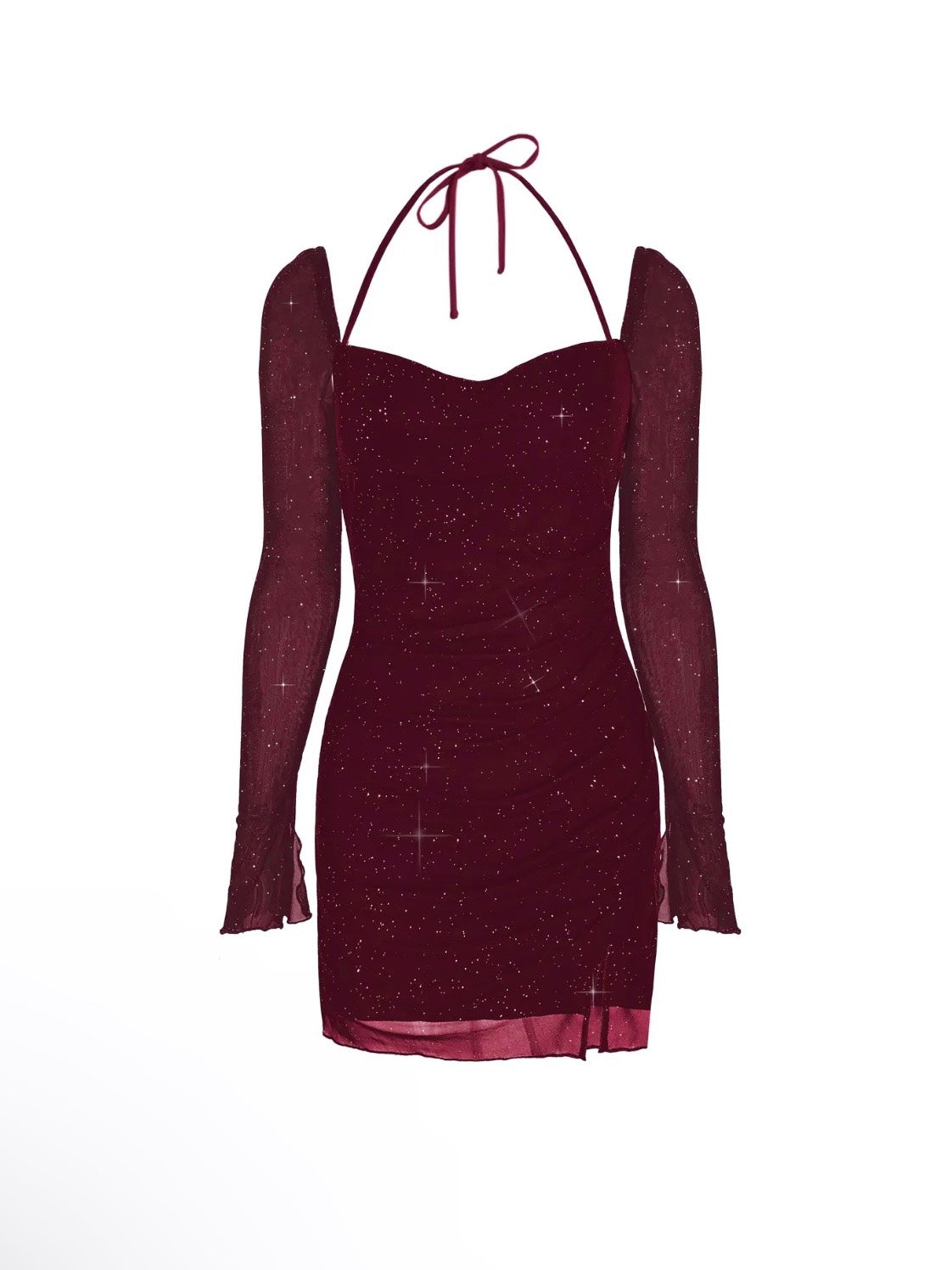 Shimmer Bodycon Dress // Burgundy