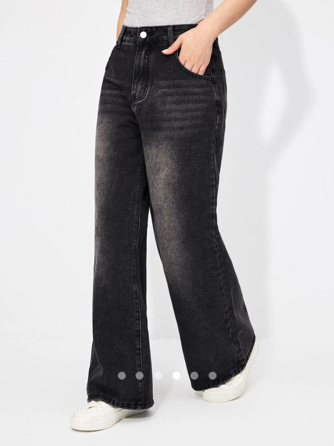 High Waist Wide Leg Jeans // Black