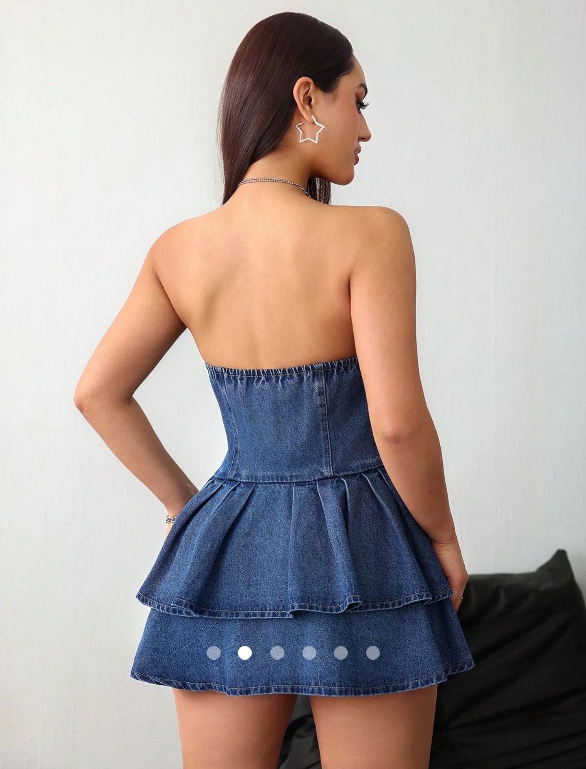 Pleated Denim Tube Dress // Blue