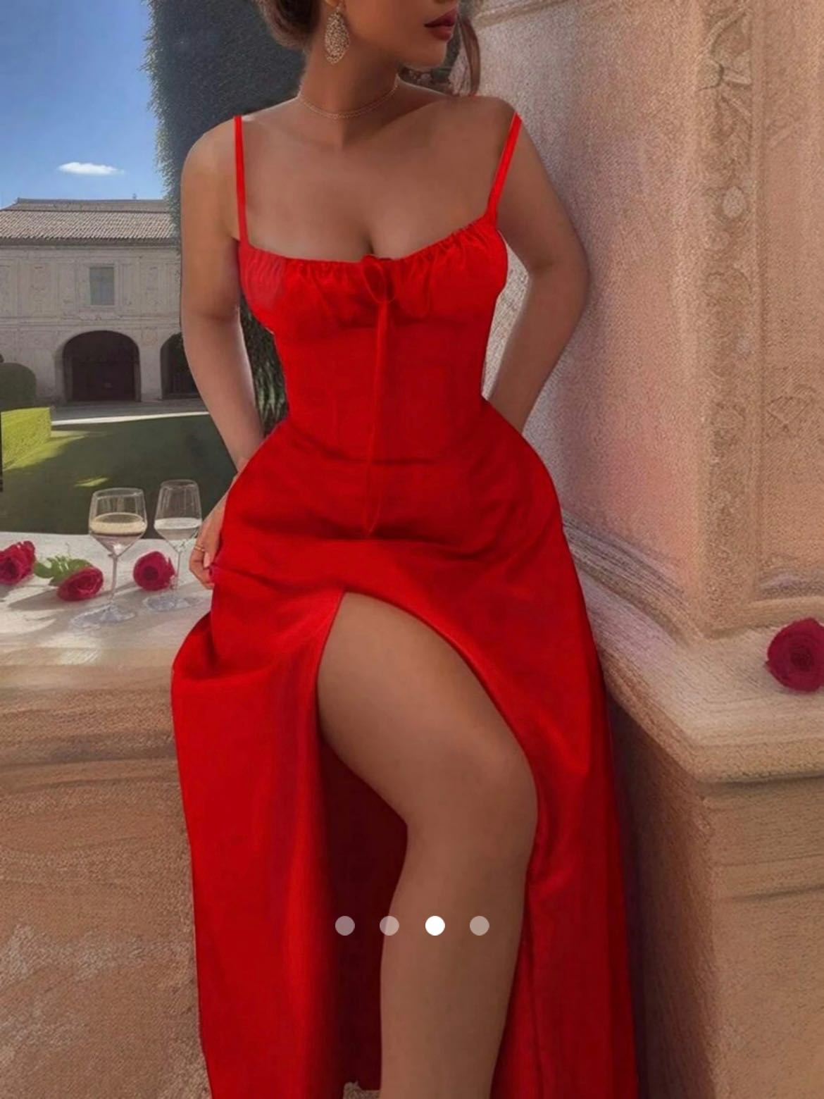 Bustier Slit Dress // Bright Red