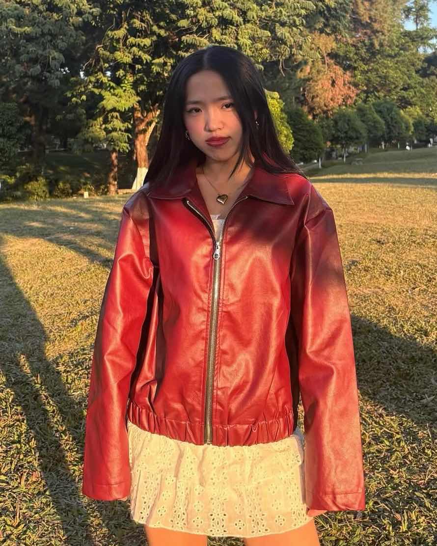 Faux Bomber Jacket // Burgundy
