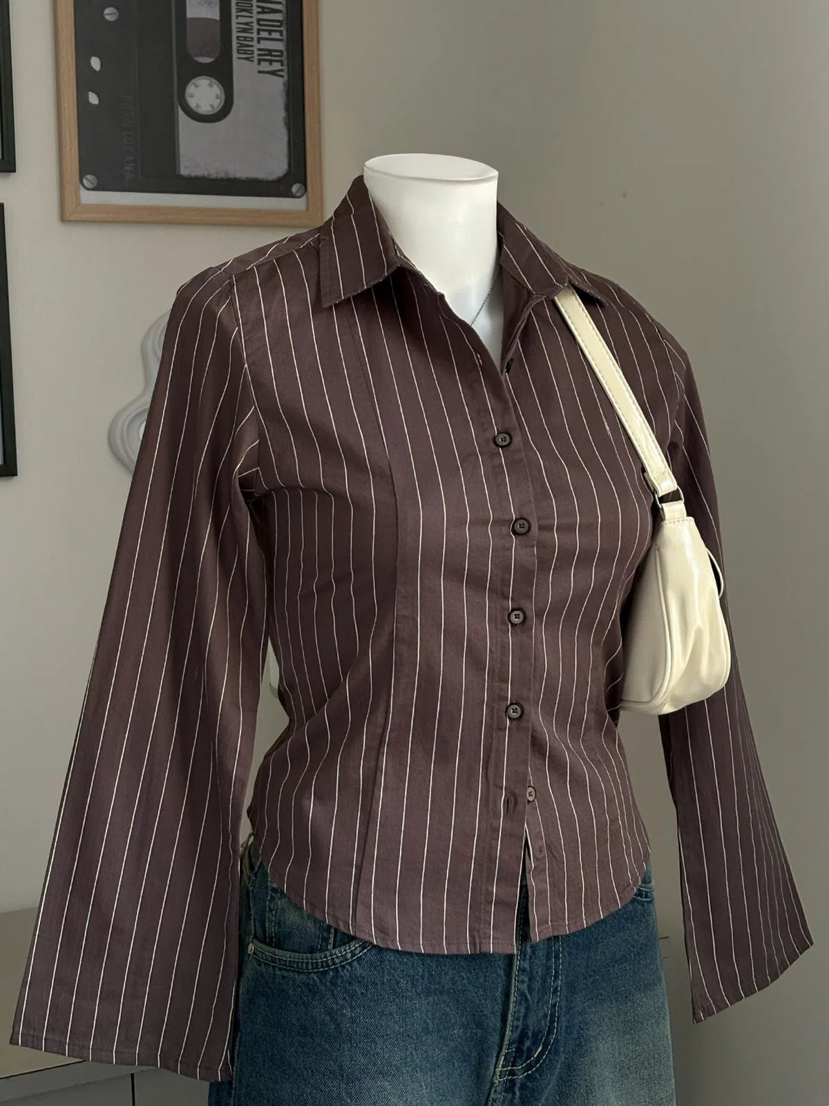 Cocoa Brown // Striped Flared Sleeve Shirt