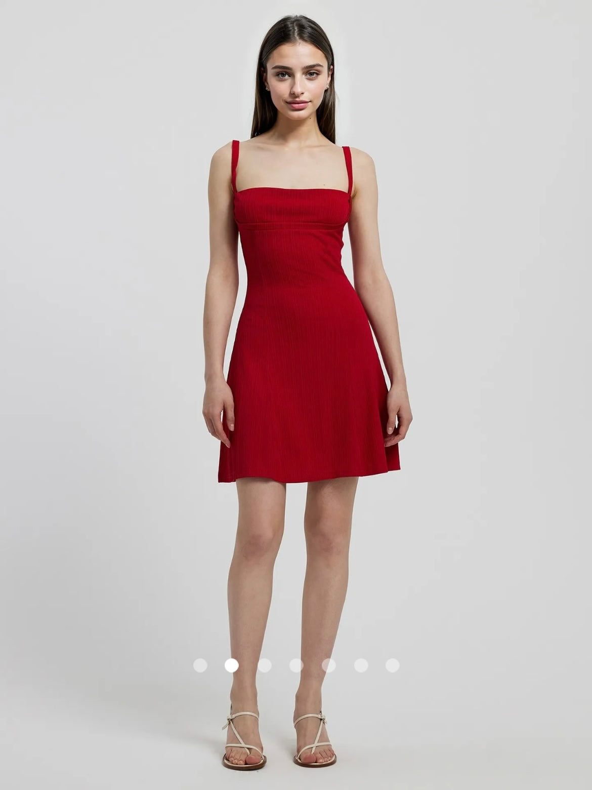 Square Neck Mini Dress // Red