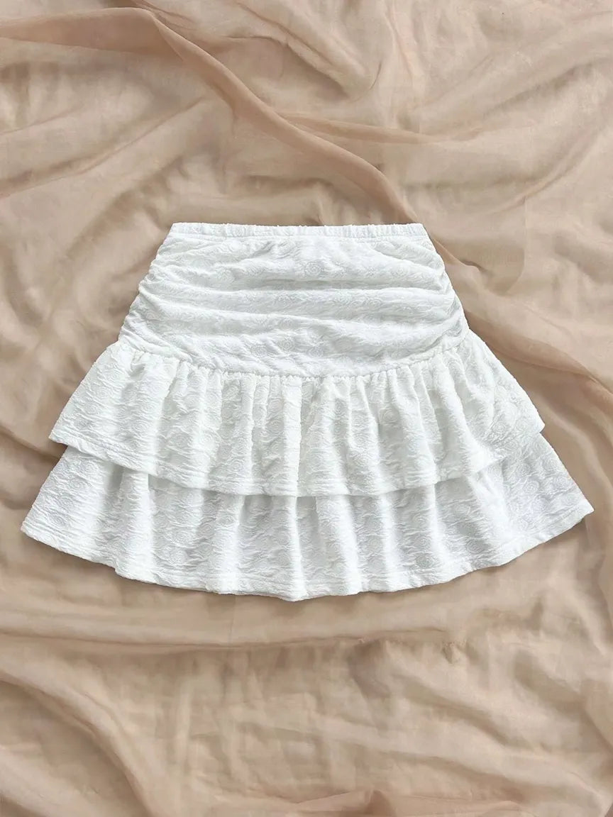 NEWME Flayered Skirt // White