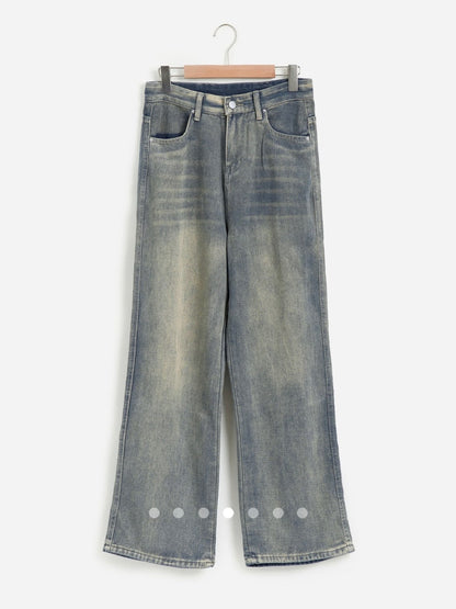 High Waist Straight Leg Jeans // Green
