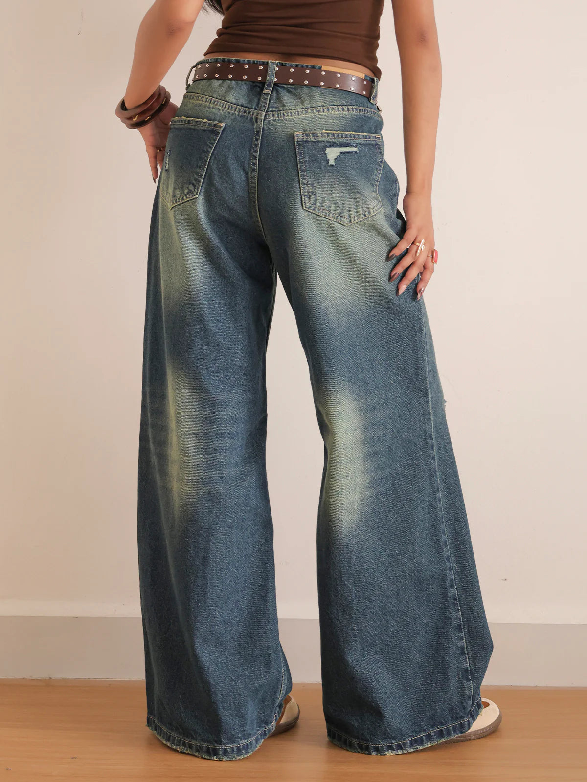 Northern Blue // Ripped Ultra Wide Leg Jeans