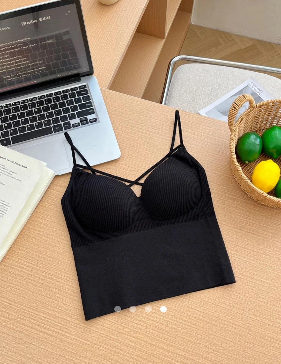 Crossed Padded Top // Black