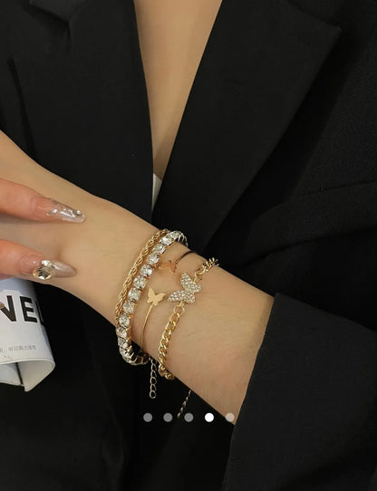 Rhinestone Bracelet Set 002 // Gold